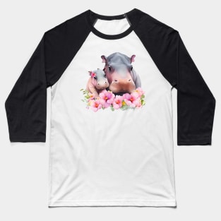 Hippo with baby Baseball T-Shirt